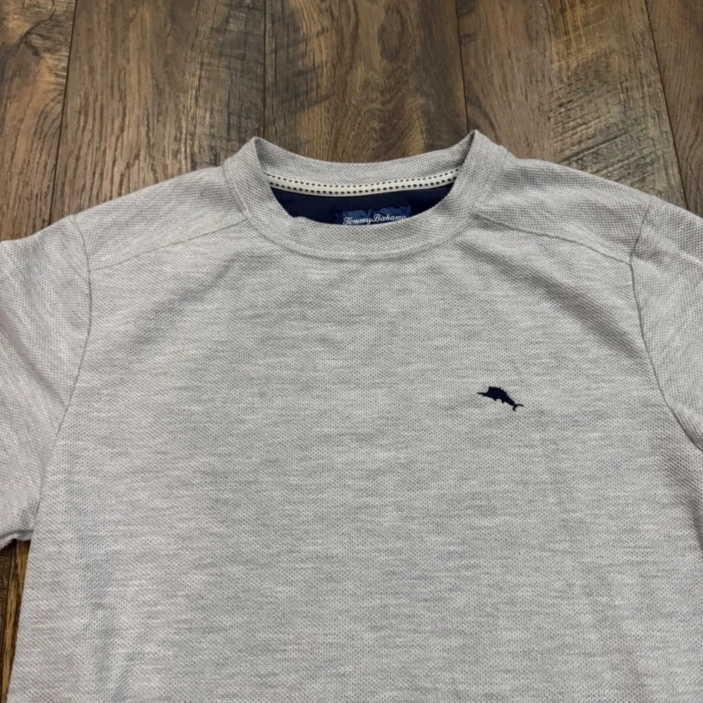 Tommy Bahama Mens Gray Textured Knit Long Sleeve Crew Neck Pullover Shirt Small